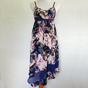 SIMPLY VERA WANG Women's Asymmetrical Dress Petite Small Pink Blue Abstract